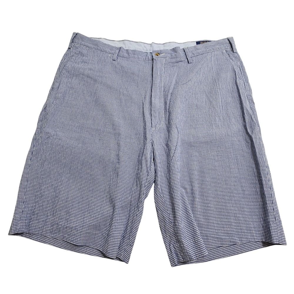 Polo Ralph Lauren Shorts Mens 42 Blue White Houndstooth Seersucker Stretch Fit